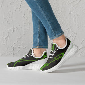 Officially Sexy Green & White Laser Print Mesh Knit Sneakers - With White or Black Sole