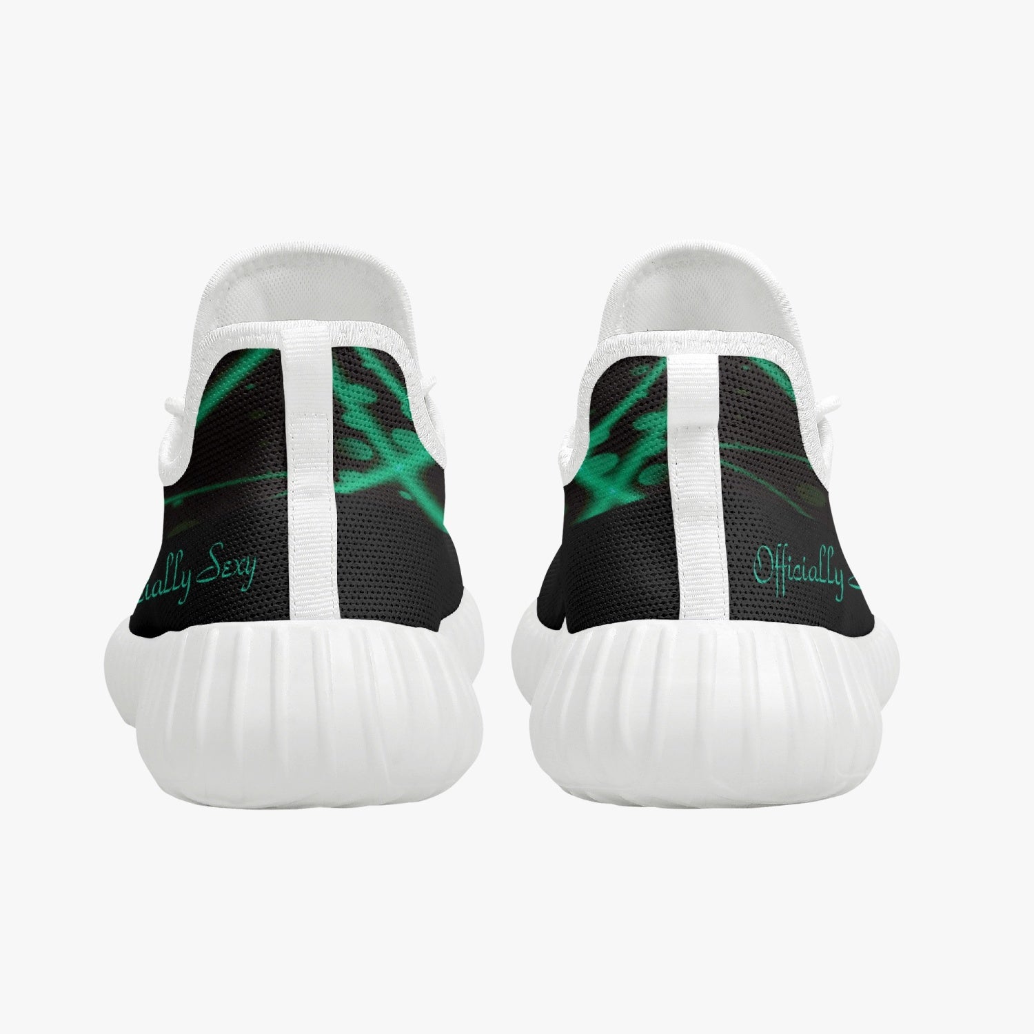 Officially Sexy Baby Mint & Black Laser Print Mesh Knit Sneakers - With White or Black Sole