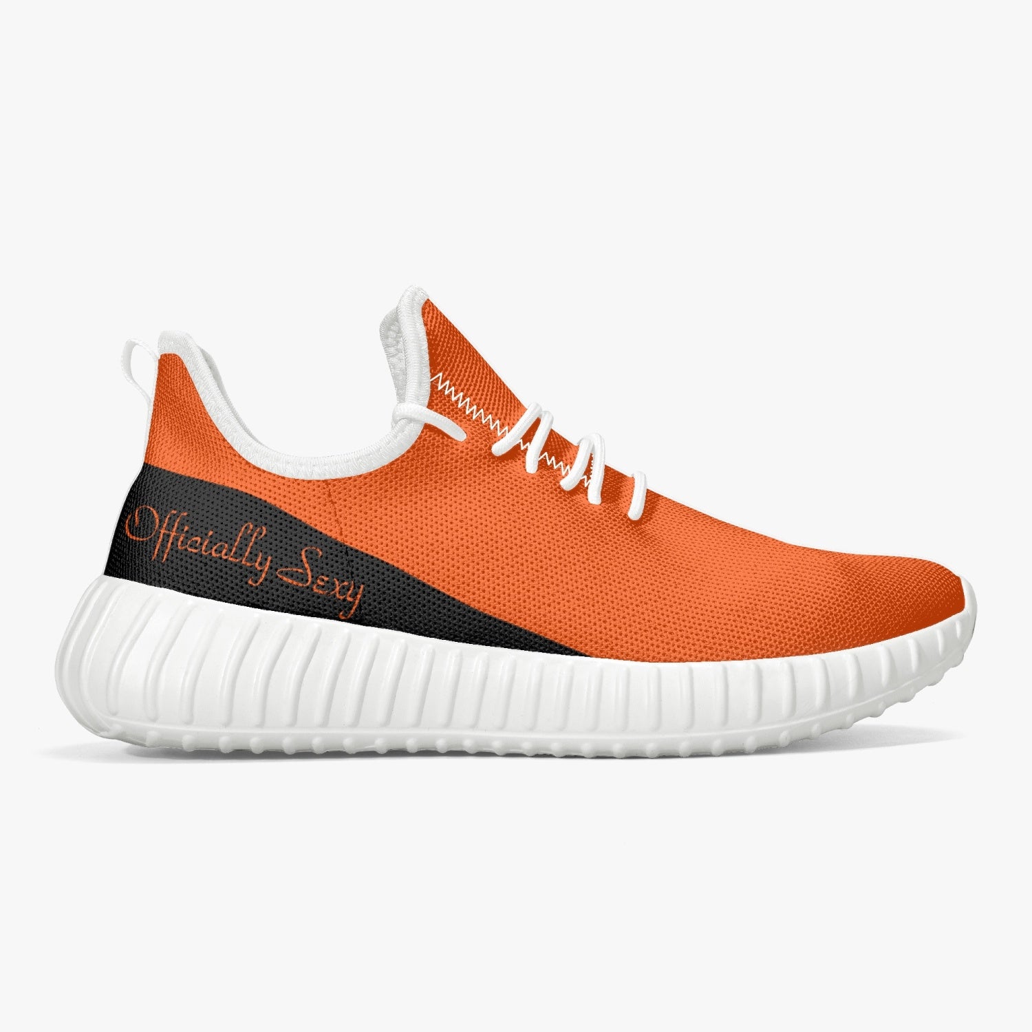 Officially Sexy Orange & Black Laser Mesh Knit Sneakers - With White or Black Sole