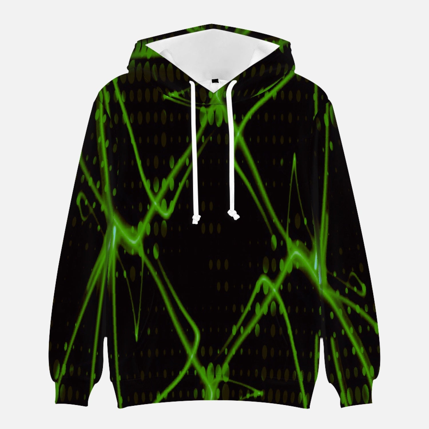 Officially Sexy Green & Black Laser Print Round Collar Hoodie 1.0