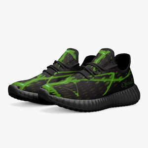 Officially Sexy Green & Black Laser Print Mesh Knit Sneakers - With White or Black Sole