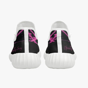 Officially Sexy Pink & Black Laser Print Mesh Knit Sneakers - With White or Black Sole