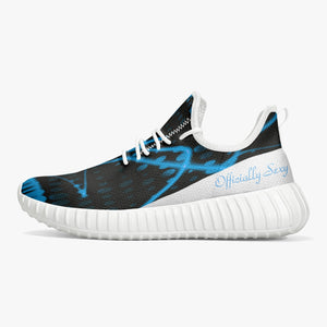 Officially Sexy Baby Blue & White Laser Print Mesh Knit Sneakers - With White or Black Sole