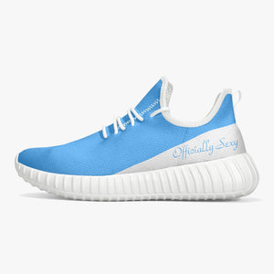 Officially Sexy Baby Blue & White Laser Mesh Knit Sneakers - With White or Black Sole
