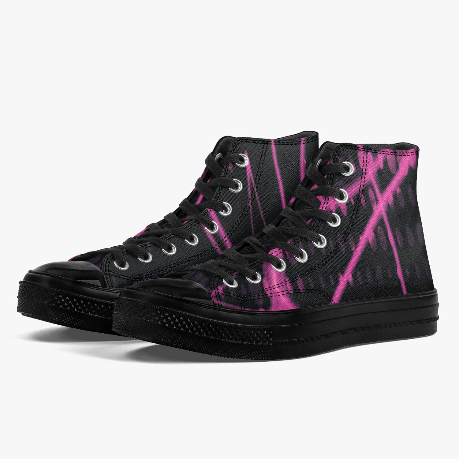 Officially Sexy Pink Laser High-Top Canvas Shoes - Black