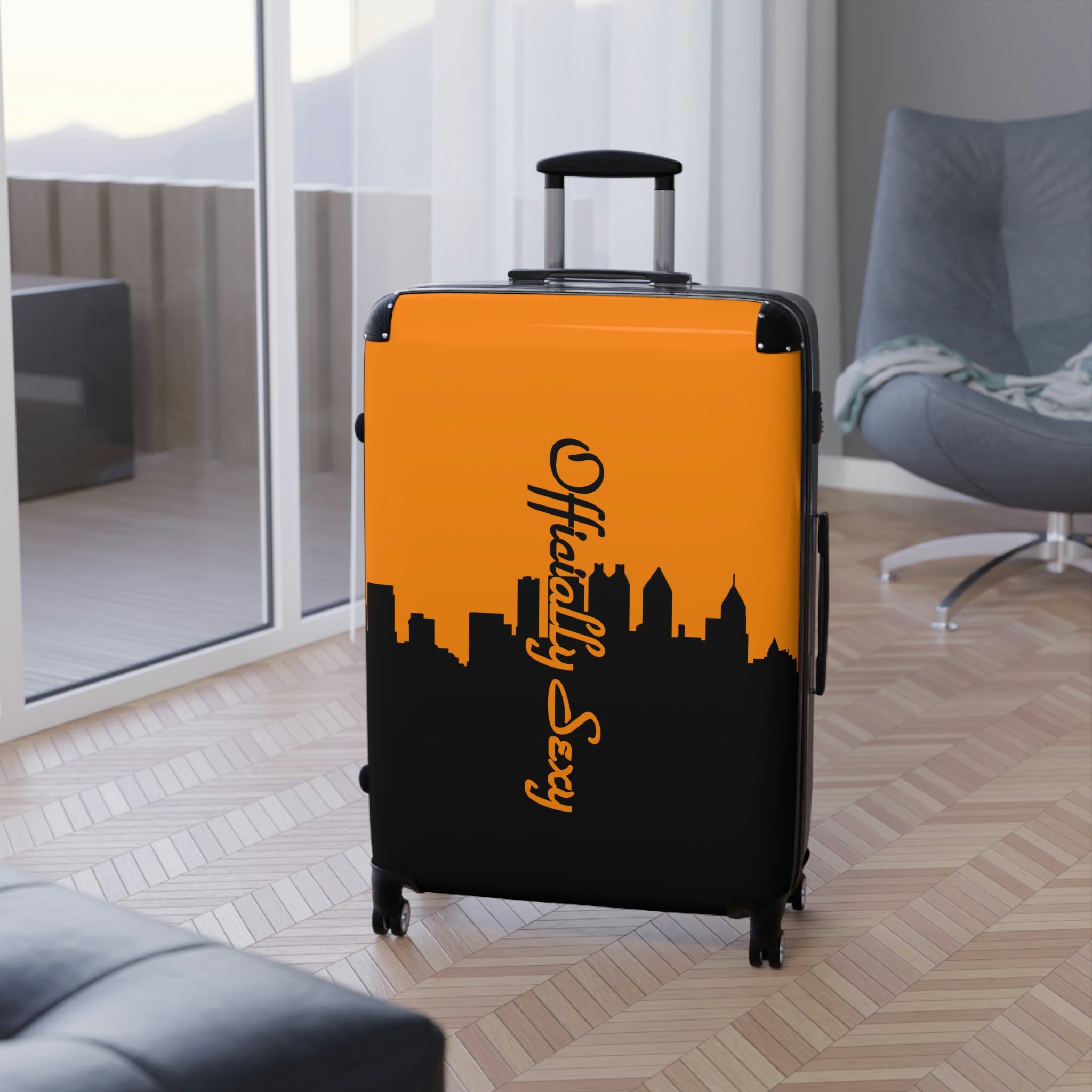 Officially Sexy Neon Orange Skyline Collection Suitcases