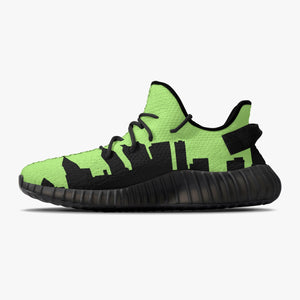 Officially Sexy Neon Green & Black Skyline Adult Unisex Mesh Knit Sneakers