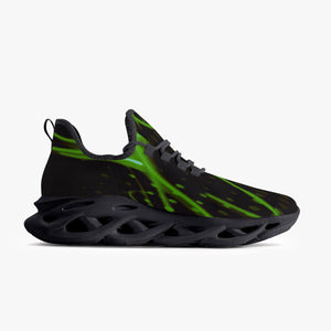 Green Laser Mesh Knit Bounce Sneakers - Black Designed By Zabradaz