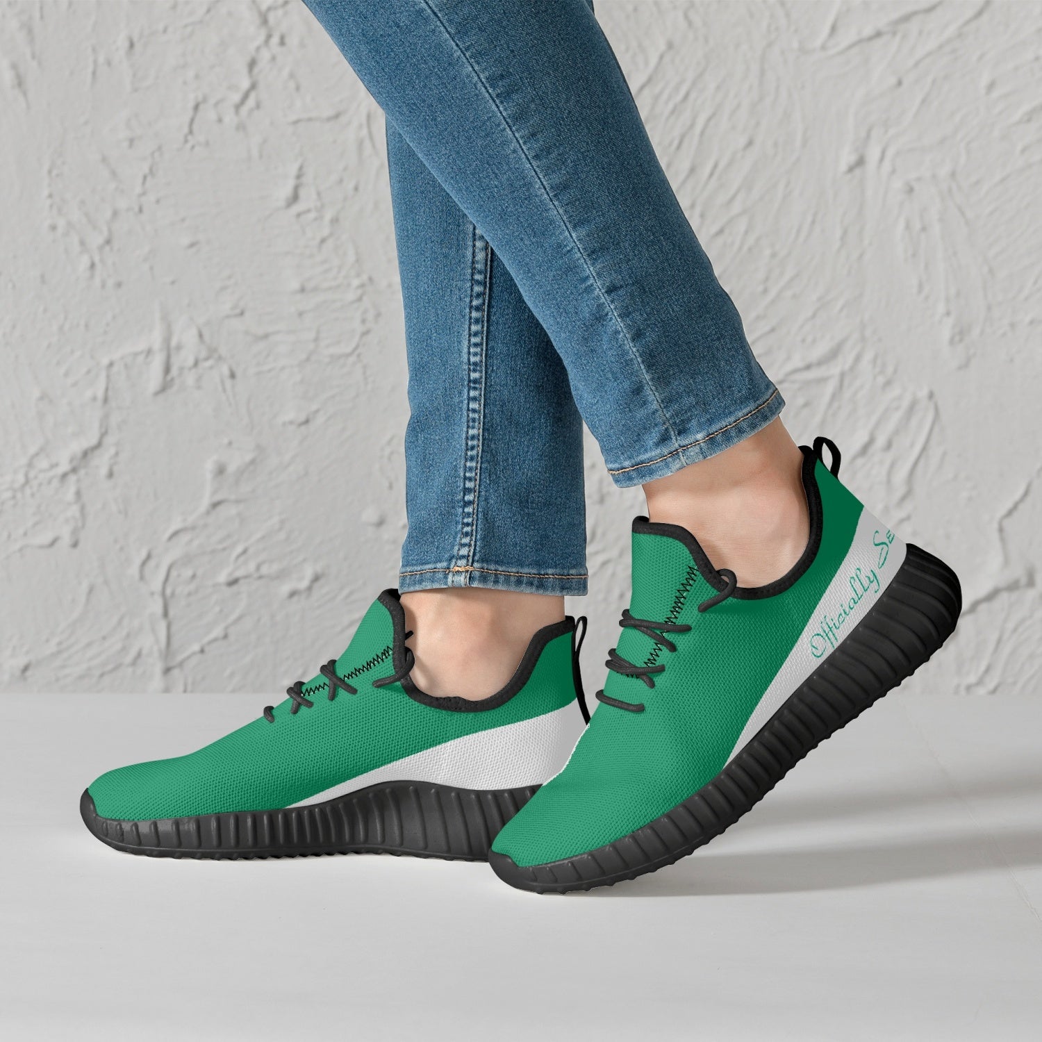 Officially Sexy Mint & White Laser Mesh Knit Sneakers - With White or Black Sole