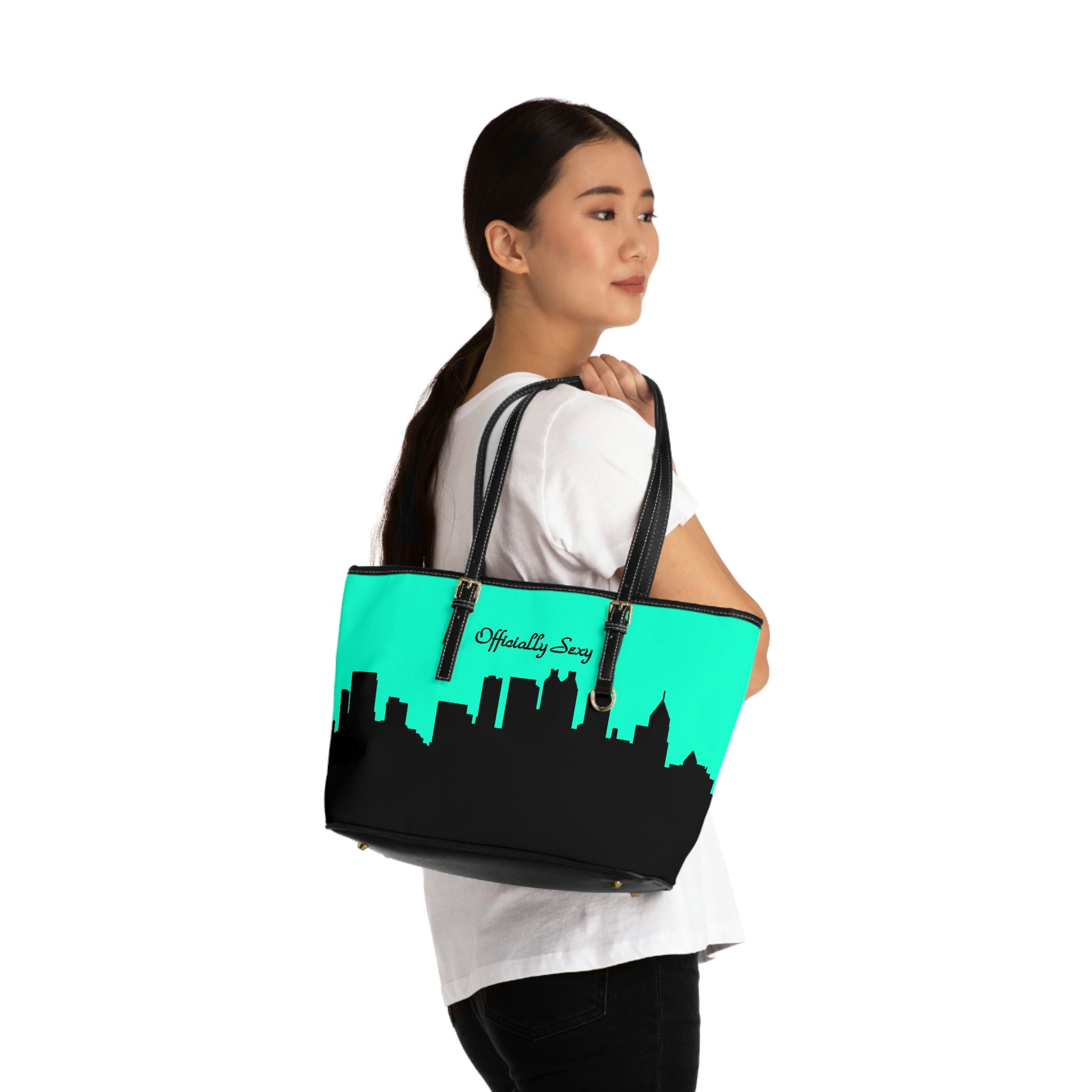 Officially Sexy Sea Green Skyline PU Leather Shoulder Bag