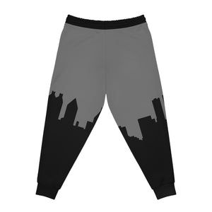Officially Sexy Dark Grey & Black Skyline Unisex Athletic Joggers (AOP)