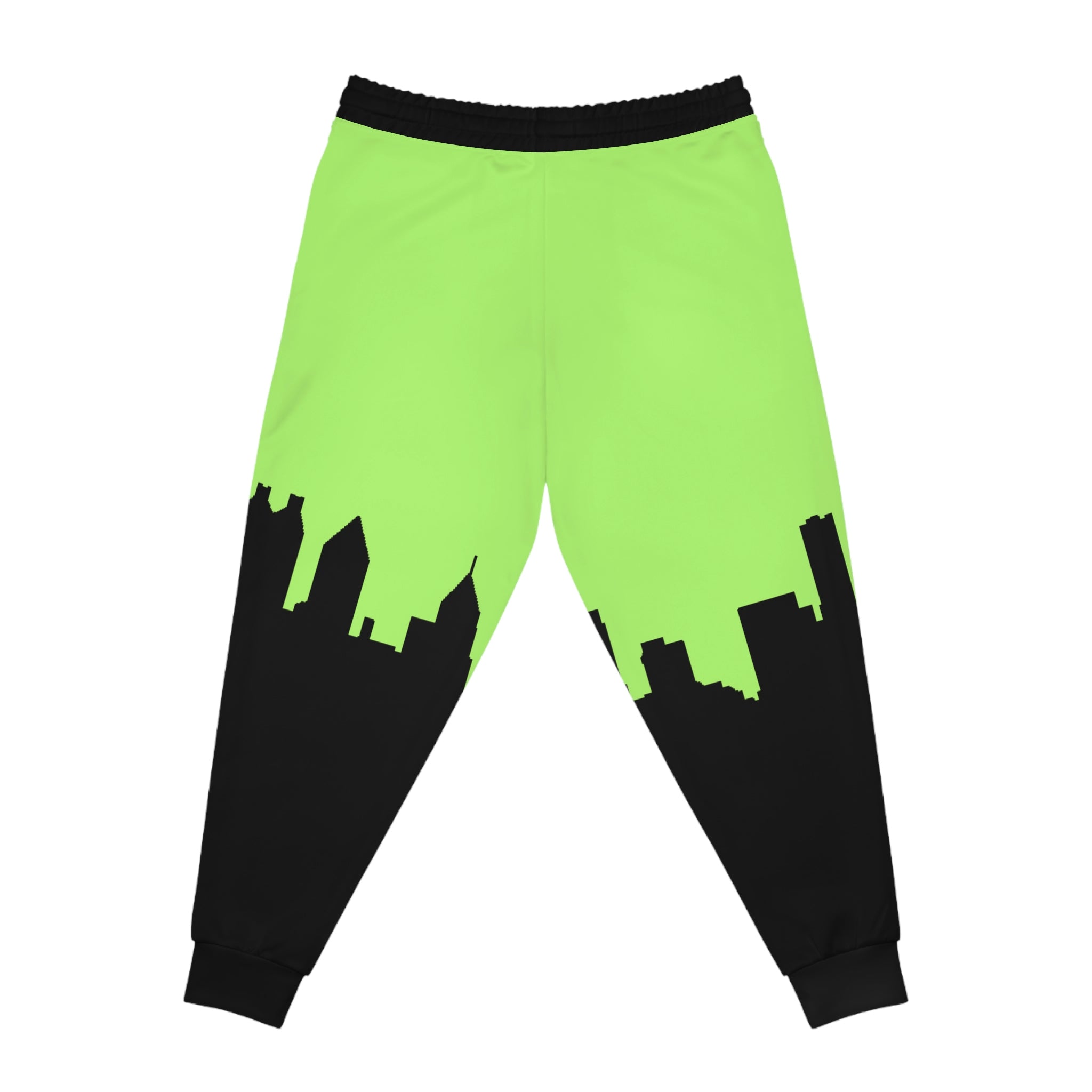 Officially Sexy Neon Green & Black Skyline Unisex Athletic Joggers (AOP)