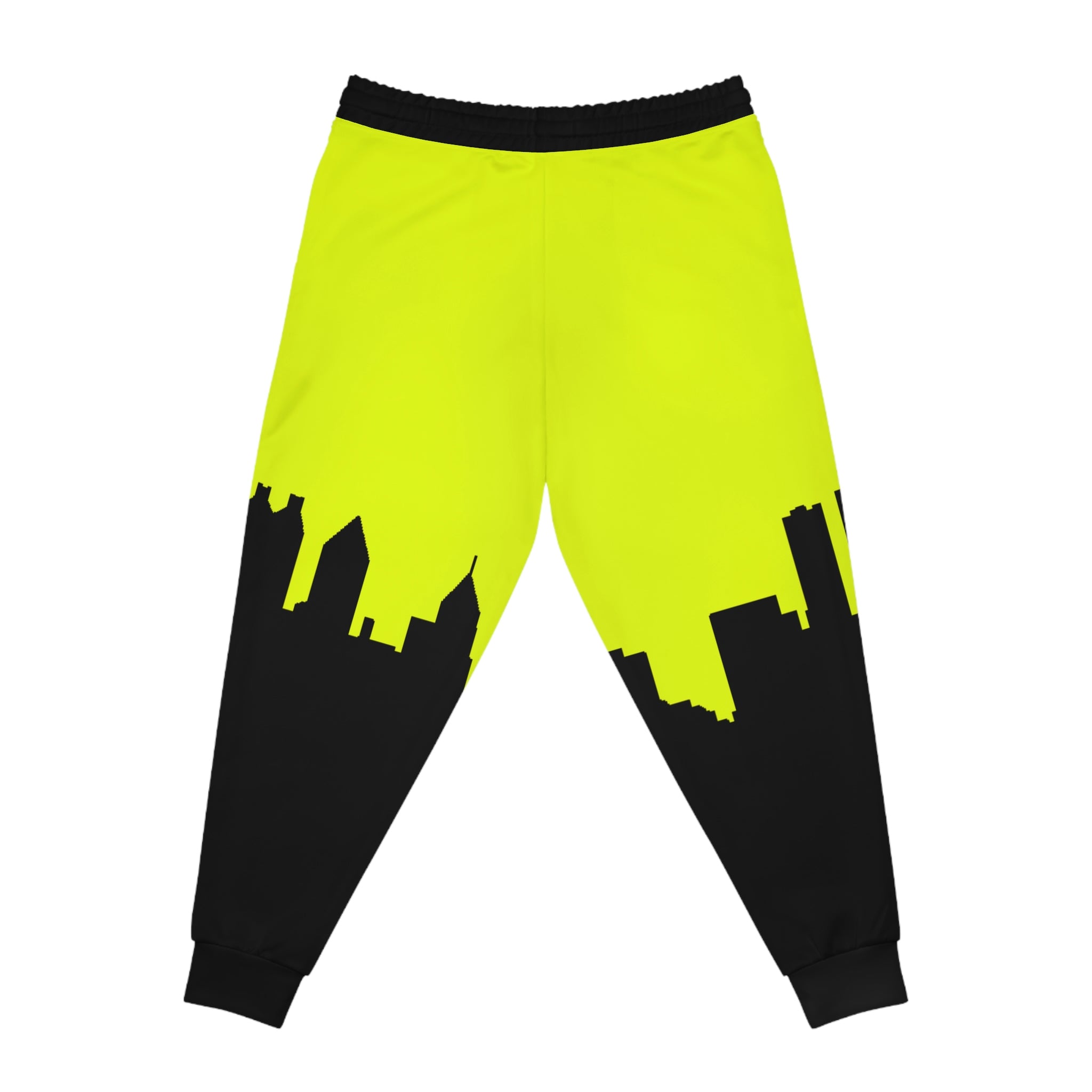 Officially Sexy Neon Yellow & Black Skyline Unisex Athletic Joggers (AOP)