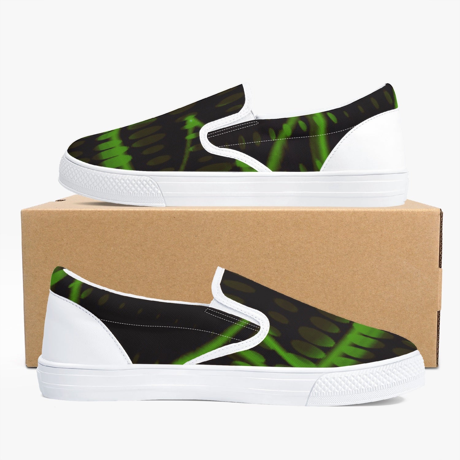 Officially Sexy Green Laser Classic Slip-On Shoes - White/Black
