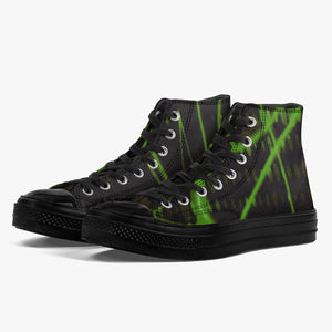 Officially Sexy Green Laser High-Top Canvas Shoes - Black