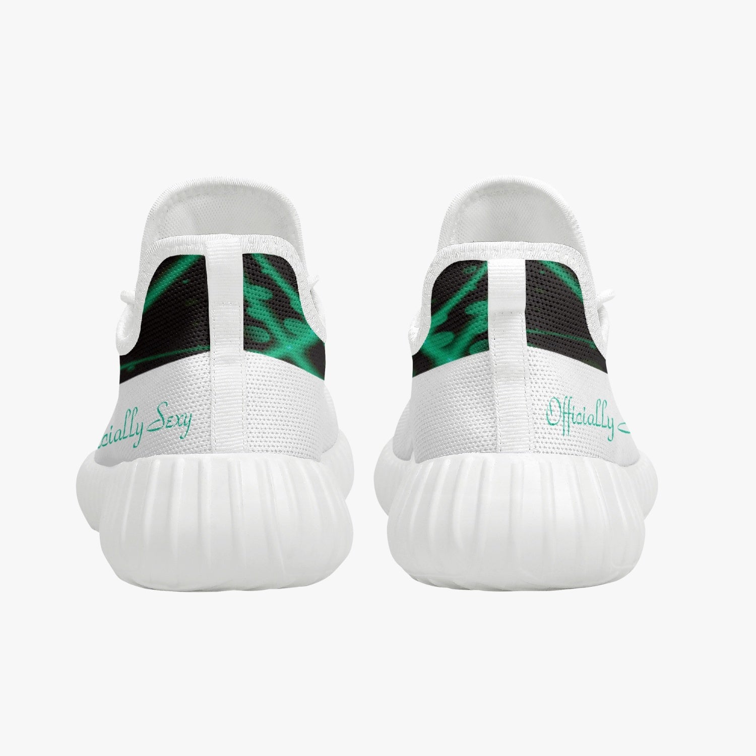 Officially Sexy Baby Mint & White Laser Print Mesh Knit Sneakers - With White or Black Sole