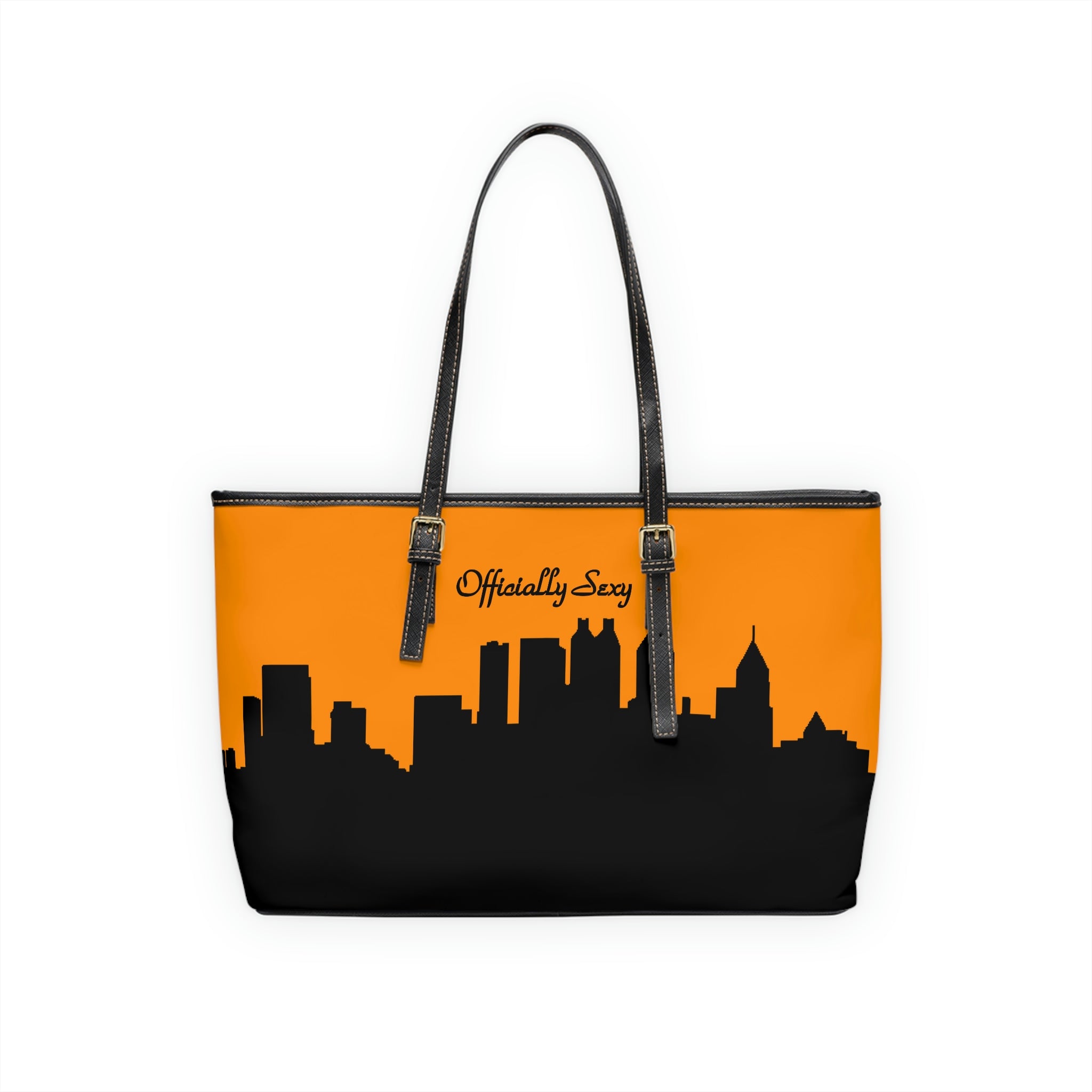 Officially Sexy Neon Orange Skyline PU Leather Shoulder Bag