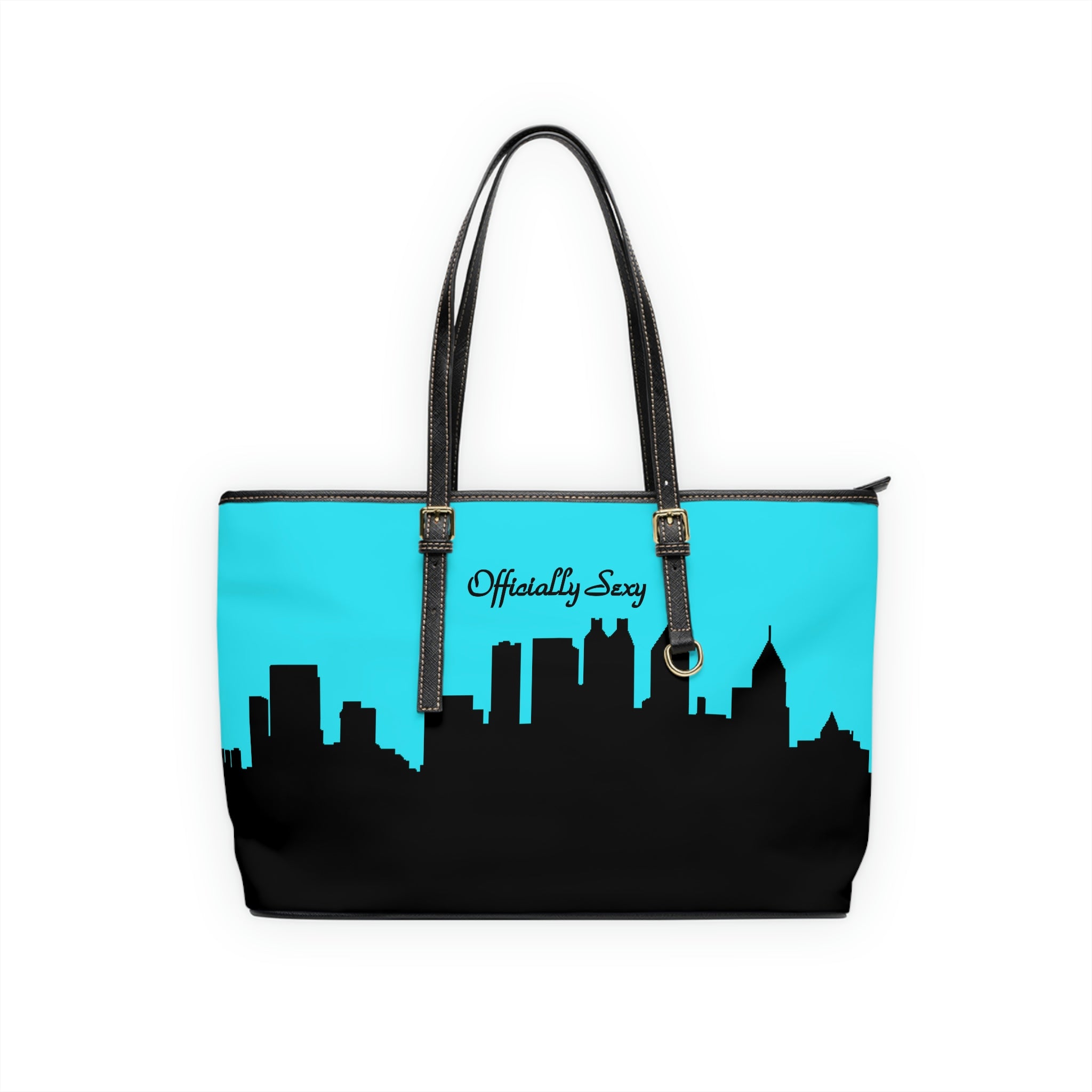 Officially Sexy Turquoise Skyline PU Leather Shoulder Bag