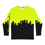 Officially Sexy Neon Yellow & Black Skyline Men's Long Sleeve AOP Shirt
