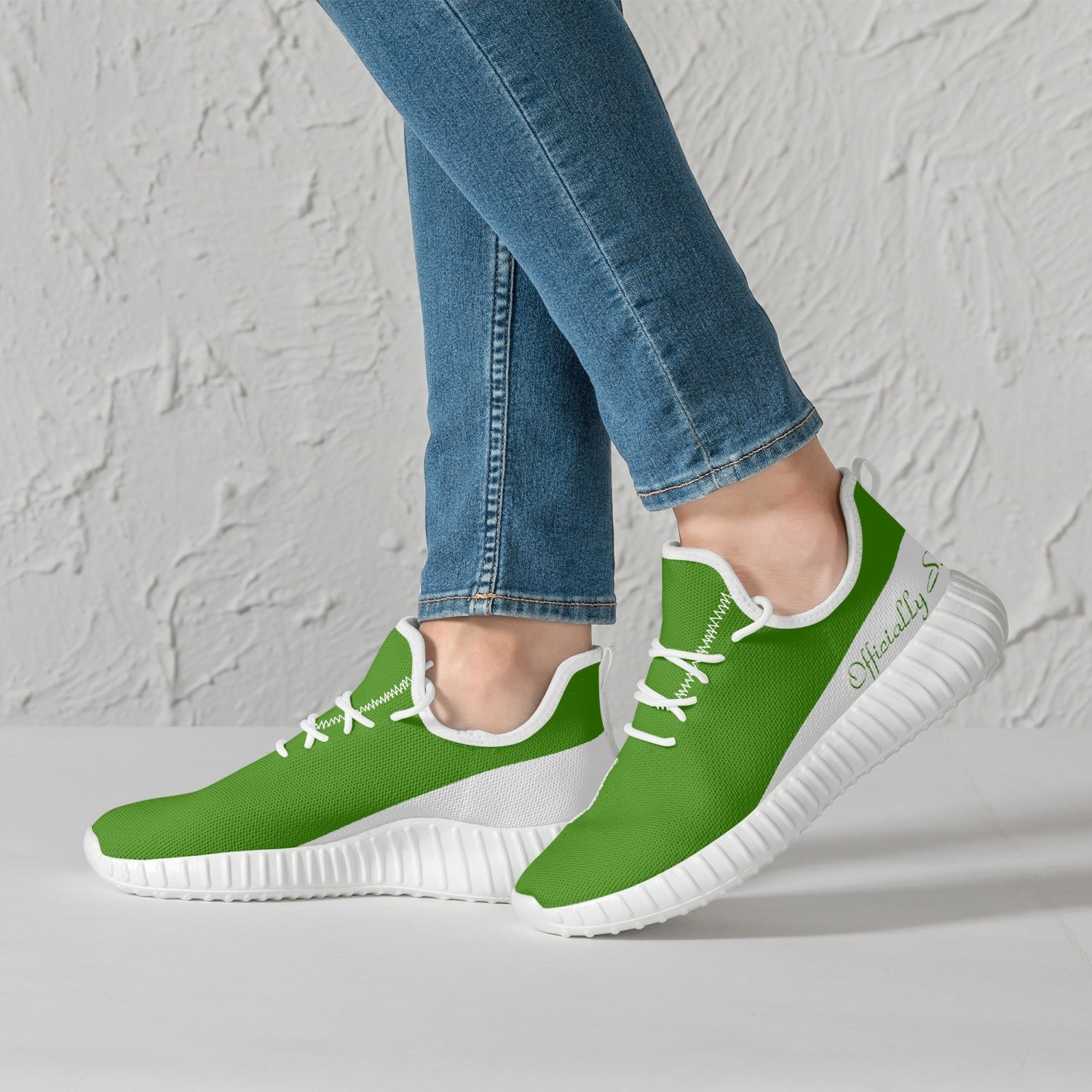 Officially Sexy Green & White Laser Mesh Knit Sneakers - With White or Black Sole