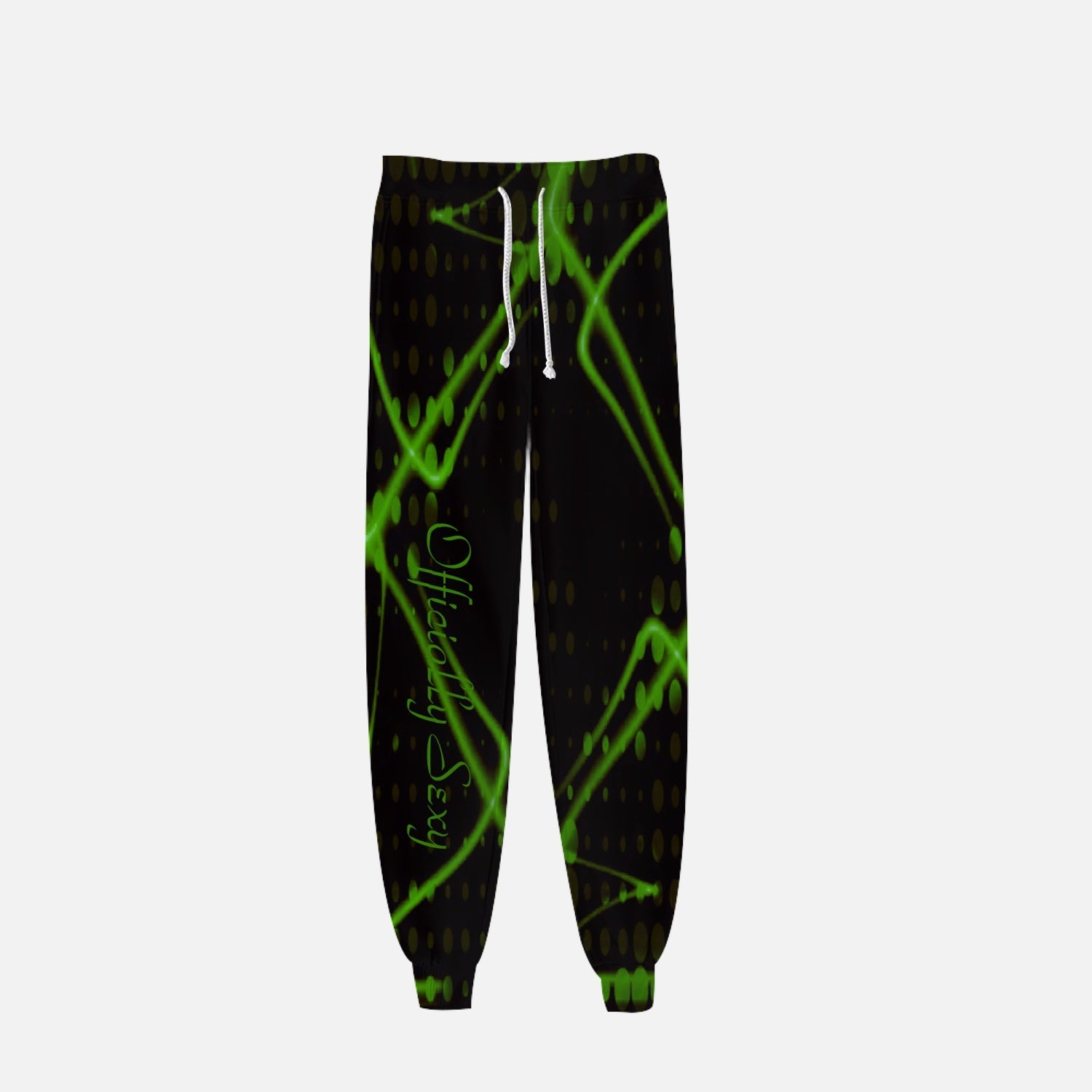 Officially Sexy Green & Black Laser Print Mid-Rise Pocket Sweatpants 2.0