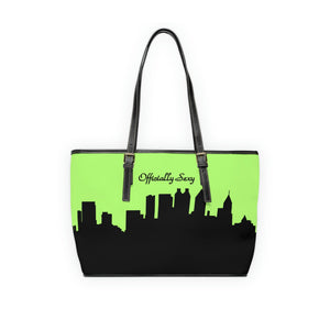 Officially Sexy Neon Green Skyline PU Leather Shoulder Bag