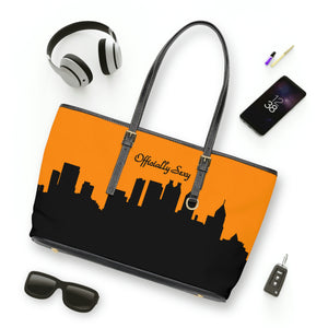 Officially Sexy Neon Orange Skyline PU Leather Shoulder Bag