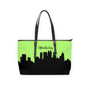 Officially Sexy Neon Green Skyline PU Leather Shoulder Bag