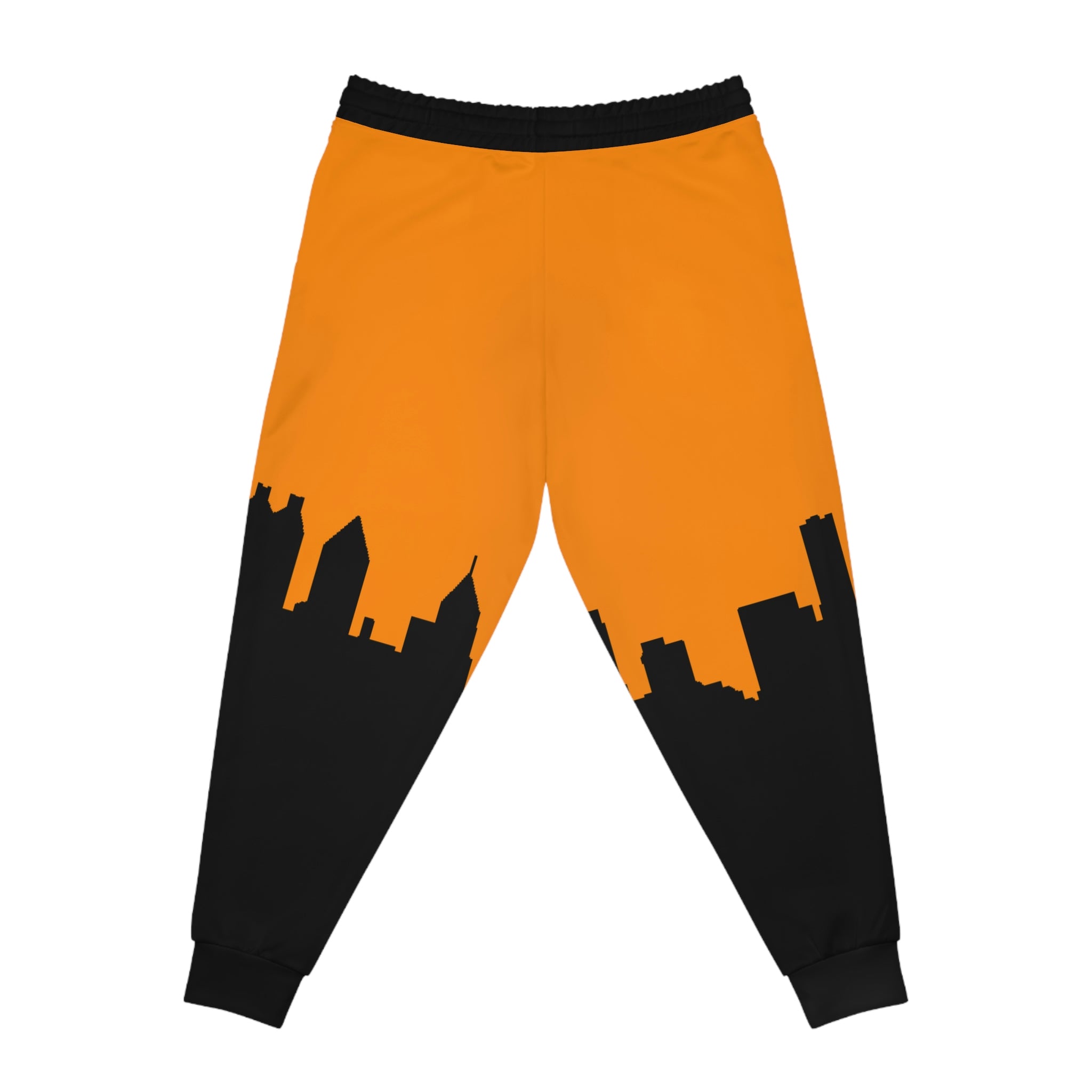 Officially Sexy Neon Orange & Black Skyline Unisex Athletic Joggers (AOP)