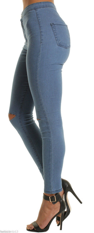 Women's Ripped Plus Size Slim Denim High Waist Jeans