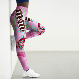 👖 Women’s High Waist 3D M&M Cartoon Printed Leggins #OfficiallySexy 👖