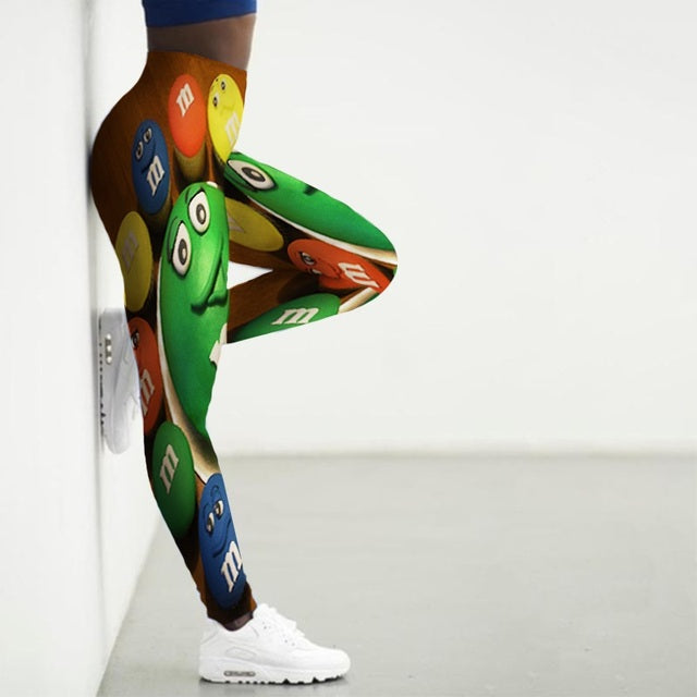 👖 Women’s High Waist 3D M&M Cartoon Printed Leggins #OfficiallySexy 👖