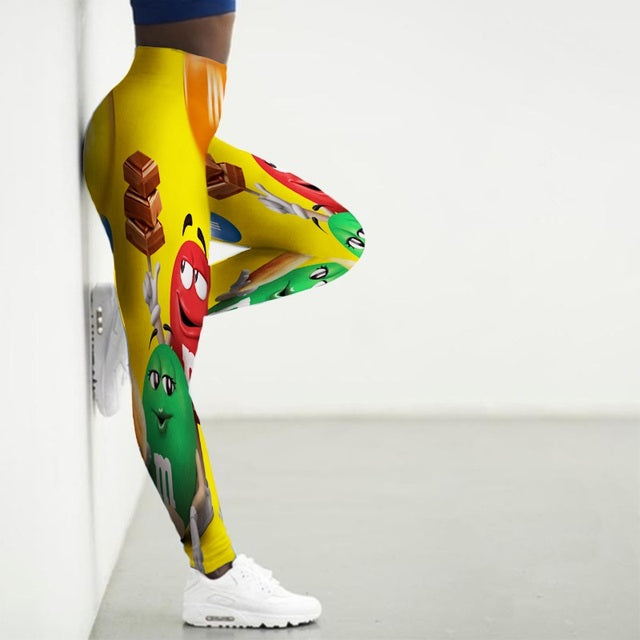 👖 Women’s High Waist 3D M&M Cartoon Printed Leggins #OfficiallySexy 👖