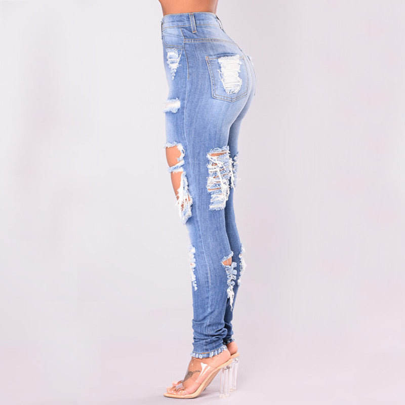 Jeans Mujer LALA IKAI Cintura Alta Rotos Talla S - 3XL