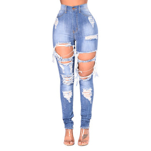 Women's Sexy High Waist Ripped Jeans Size S - 3XL