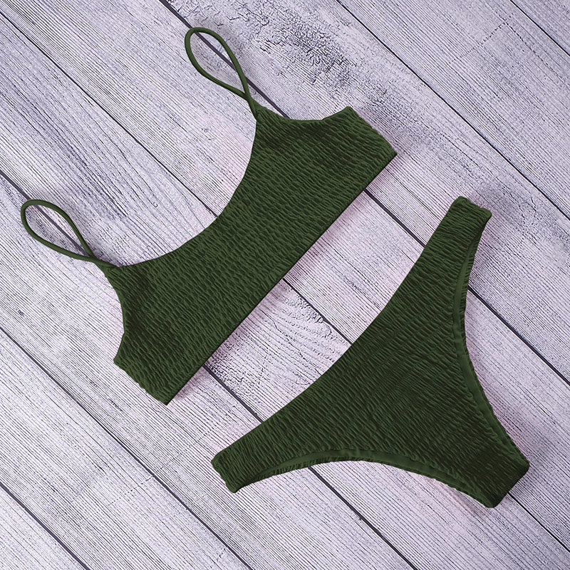 AOZRYNL 2018 Sexy Bikini Set Women Swimsuit Female Swimwear Solid Bikinis Brazilian Thong Swimming Suits High Cut Bathing Suit