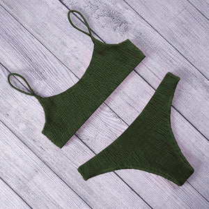 AOZRYNL 2018 Sexy Bikini Set Women Swimsuit Female Swimwear Solid Bikinis Brazilian Thong Swimming Suits High Cut Bathing Suit