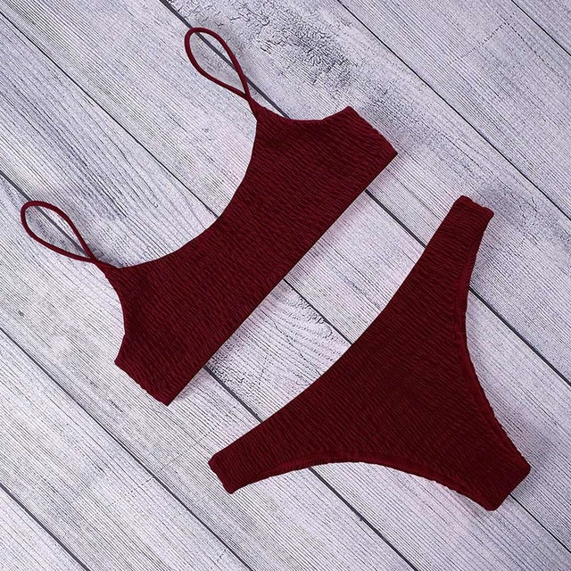 AOZRYNL 2018 Sexy Bikini Set Women Swimsuit Female Swimwear Solid Bikinis Brazilian Thong Swimming Suits High Cut Bathing Suit