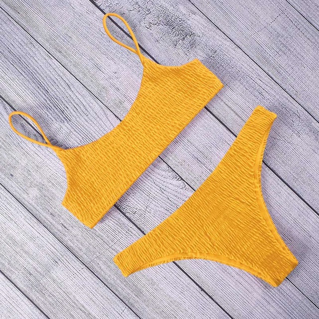 AOZRYNL 2018 Sexy Bikini Set Women Swimsuit Female Swimwear Solid Bikinis Brazilian Thong Swimming Suits High Cut Bathing Suit