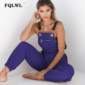 Sexy Sleeveless  Khaki Cargo Jumpsuit With Adjustable StrapsS - L