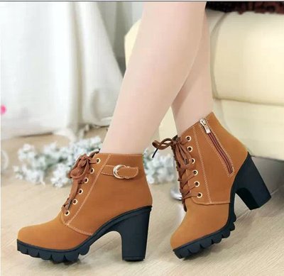 Women 's Thick High Heel Ankle Boots With Gold Embellishments Sizes 5 - 9