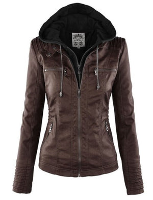 Women's Rosetic Gothic Faux Leather Hooded Winter Autumn #MotorcycleJacket Sizes S - 7XL