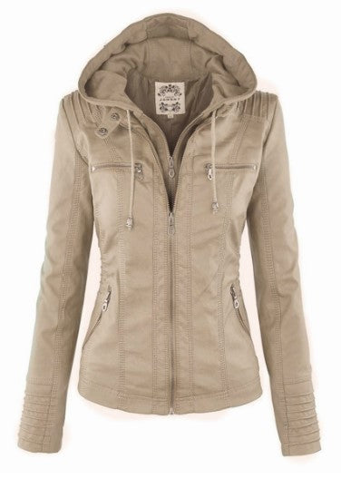Women's Rosetic Gothic Faux Leather Hooded Winter Autumn #MotorcycleJacket Sizes S - 7XL
