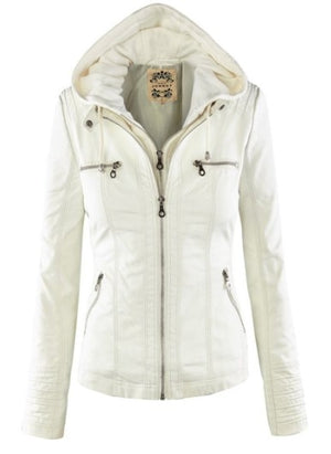 Women's Rosetic Gothic Faux Leather Hooded Winter Autumn #MotorcycleJacket Sizes S - 7XL