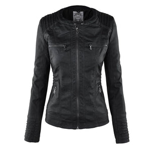 Women's Rosetic Gothic Faux Leather Hooded Winter Autumn #MotorcycleJacket Sizes S - 7XL