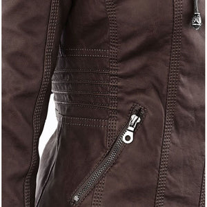 Women's Rosetic Gothic Faux Leather Hooded Winter Autumn #MotorcycleJacket Sizes S - 7XL